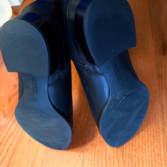 ECCO SULLIVAN BLACK LEATHER SIDE BUCKLE KNEE HIGH BOOTS - Picture 5 of 7